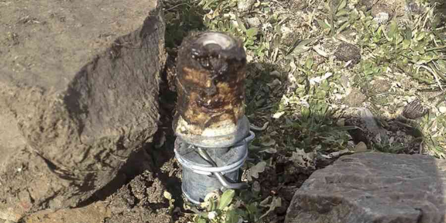 M44 Cyanide Device planted near rock