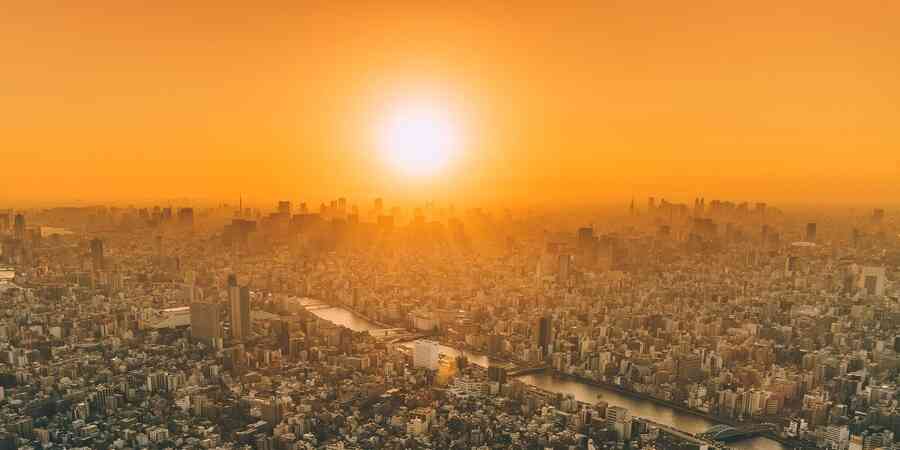 Sunny day over metropolitan area