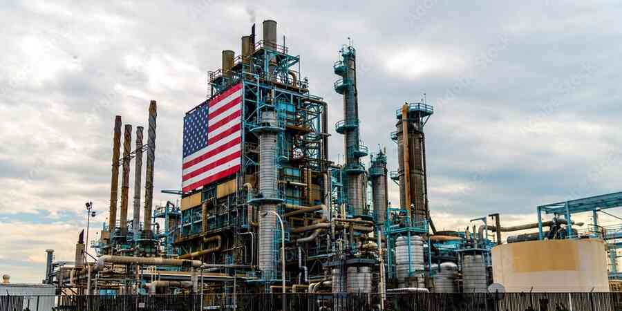 Refinery with US flag displayed